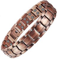 HiTreasure Double Strength Mens 99.95% Pure Copper Magnetic Therapy Bracelet with High Power Magnets for Arthritis Pain Relief (Imported,3500 Gauss Each Link)