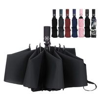 LANBRELLA Compact Travel Umbrella Windproof Auto Open Close - Black (Black)