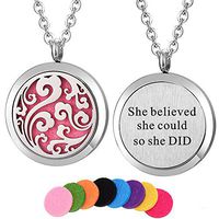 Kissreason Stainless Steel Aroma Aromatherapy Essential Oil Diffuser Locket Pendant Necklace (Design 28)