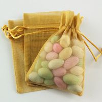 Metallic Fine Mesh Favor Bags Pouches 3 1/4" x 5" (3-Pack) (Gold)