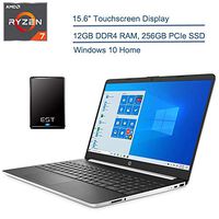 2020 HP 15.6" Touchscreen Laptop Computer, Quad-Core AMD Ryzen 7 3700U up to 4.0GH (Beat i5-8250u), 12GB DDR4 RAM, 256GB PCIe SSD, AC WiFi, Bluetooth 4.2, Windows 10 + EST 320GB External Hard Drive