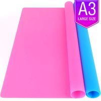 LEOBRO 2 Pack A3 Extra Large Silicone Sheet for Crafts Jewelry Casting Moulds Mat, Premium Silicone Placemat, Multipurpose Mat, Nonstick Nonskid Heat-Resistant, Blue & Rose Red (15.7 x 11.7 inches)