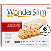 WonderSlim Low-Carb 15g Protein Diet Bar - Fluffy Nutter - High Fiber Weight Loss Snack Bar - Gluten Free 6 Boxes Value Pack (Save 15%)