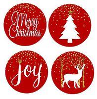 48pack Red Merry Christmas Joy Deer Tree Assortment Stickers Labels Envelope Decorative Seals -1.5inch