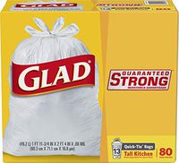 Glad Tall Kitchen Quick-Tie Trash Bags - 13 Gallon White Trash Bag – 80 Count
