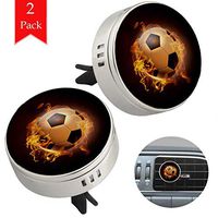 Flame Football two silver air freshener aromatherapy essential oil diffusers for car vent clip portable with four refill pads 1.33x1.83in