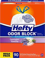 Hefty Odor Block Tall Kitchen Trash Bags, Lavender Vanilla, 90 Count