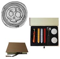 MNYR Vintage Skull Eye Patch Halloween Decorative Wedding Invitations Gift Cards Paper Stationary Envelope Seals Wax Seal Stamp Sealing Wax Stamp Gift Box Candles Wax Sticks Melting Spoon Kit Set