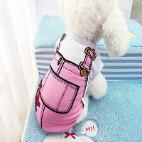 Meolin Cute Puppy Outfits Cotton Soft Dog Vest False Straps Pet Dog Clothes ,Pink ,S