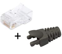 30Sets Gray Boots w RJ45 8P8C Connector Modular Plug Protector Cat5 Cat5e Cat6 Ethernet Network End Cable Cover