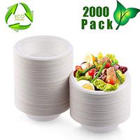 OURhome Bagasse Rice Bowl 2000 Pack 8 oz White Disposable Natural Sugarcane Heat Resistant Eco Friendly Paper Alternative Bowls for Picnics, BBQs,and Parties