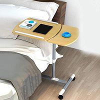 Tilting Overbed Table with Wheels, Height Adjustable Sofa Side Table, Portable Snack Medical Tray, Hospital Bed Table, Mobile Computer Desk (Color : Brown)