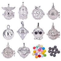 BENECREAT 10PCS Mixed Shape Hollow Silver Plated Bead Cage Pendant Oil Diffuser Pendant - Perfume Fragrance Essential Oil Aromatherapy Diffuser Charms Pendant Necklace