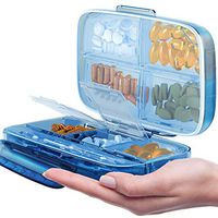 Tobanda Travel Pill Organizer, Moisture Proof Pill Sorter 8 Compartments Airtight Waterproof Pill Box Pill Case Portable Pill Container to Hold Vitamins, Cod Liver Oil, Supplements and Medication