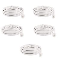 Yohii 5Pcs 10ft RJ11 6P4C Modular Telephone Phone Cables Wire White Telephone Extension Cord