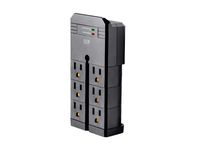 Monoprice 6 Outlet Rotating Power Surge Protector Wall Tap - Black | UL Rated 2,160 Joules with Grounded and Protected Light Indicator