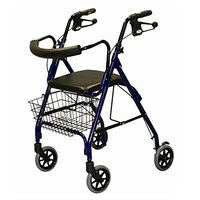 MISC Indoor/Outdoor Walkers Rollator 4-Wheel Basket Walker Stand Up Senior Mobility Padded Seat Folds Rollator-Walker Lightweight Adjustable Blue