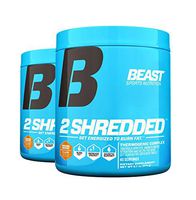 Beast Sports Nutrition 2 Shredded: Thermogenic Powder, Metabolism Booster, and Appetite Suppressant | Best Fat Burner for Weight Loss and Reduced Water Retention, Orange Mango, 45 Servings, 2 Pack