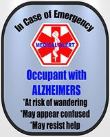 Alzheimers Medical Alert Safety Decal Sticker