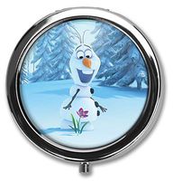 Hanbalin - Olaf Custom Round Silver Pill Box Pocket 2.1 inches Medicine Tablet Holder Organizer Case for Purse