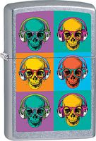 Zippo Personalized Message Engraved on Backside Customized Edgy Part1 Lighter Windproof Lighter (Iced Skulls) (Skull #1)