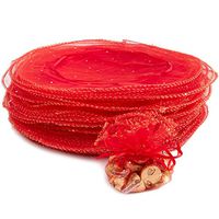 Sparkle and Bash Organza Bags for Weddings, Party Favors (100 Count), Red