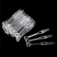 Plastic Disposable 3.5" Fruit Forks Cocktail Sticks Party Supplies Plates Picks Dessert Forks Cake Forks (500pcs clear)