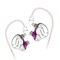 Earbuds Headphones, KZ ZSN Hybrid Driver in-Ear Headphones/Earphones/Headsets with Detachable Tangle-Free Cable for Musicians (Silver Purple)