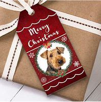 Airedale Terrier Dog Christmas Gift Tags (Present Favor Labels)