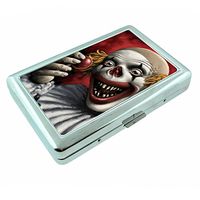 Evil Clown Horror Scary S7 Silver Cigarette Case Metal Wallet Id Holder 4" X 2.75" RFID Protection