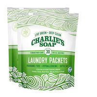 Charlie's Soap - Unscented Powdered Laundry Packets 30 Count (2 Pack 60 Total Loads)