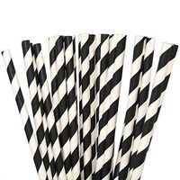 Moserary Paper Straws 25/Pack Biodegradable Colorful Striped Design, Disposable Environmental Friendly Drinnking Straws for Party BBQ