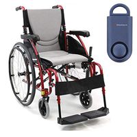 Karman S-Ergo 115 Ultra Lightweight Ergonomic Wheelchair | Seat Size 18" X 17" | Swing Away Footrest | Quick Release Wheels in Red & Free 130 dB Matte Blue Personal Safety Alarm/Siren!