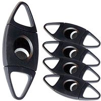 Prestige Import Group Black Plastic Guillotine Cigar Cutter - Cuts up to 54 Gauge - 5 Pack