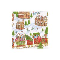 Christmas Napkins, Funny Cocktail Napkins, Red Paper Napkins, Disposable Napkins, Christmas Party Napkins for Holiday Gingerbread Village 5" x 5" Pk 20