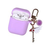 Wildforlife Anime Cardcaptor Sakura Clear Card Cute Keychain with AirPods 1 & 2 Protective Case Cover (Sealing Wand Purple II)