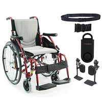 S-Ergo 125 Ergonomic Wheelchair | Seat Size 16" X 17" | Flip-Back Armrest | Upgraded to Elevating Legrests | Frame Color Red & Free 130 dB Black Safety Alarm! + Black Belt!