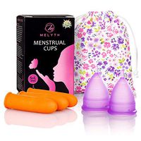 Melyth - 2 Pack of Reusable Menstrual Cups with Latex Finger Protection Sleeves and Carry Bag – Sanitary Cup Alternative to Tampons and Sanitary Towels – Easy to Use, Soft Period Cups in 2 Sizes