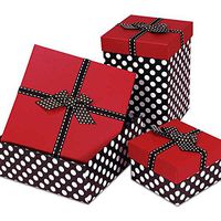 Red Top Polka Dot Box with Ribbon 3-1/2" X 3 1/2" X 4 1/4" | Quantity: 24