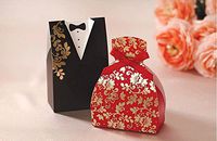SaitecPack of 100ps Black & Red Paper Chocolate Boxes Bride and Groom Wedding Favors Boxes Gift Candy Box