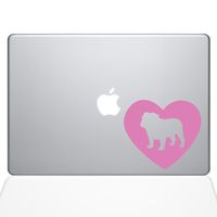 The Decal Guru Heart Bulldog MacBook Decal Vinyl Sticker - 12" MacBook - Pink (1330-MAC-12M-BG)