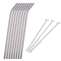 Reusable Stainless Steel Straws, ONEVER Extra Long Stainless Steel Drinking Straws Set for Milkshake Smoothie Cold Beverage Solid Drinks (8 Bent)