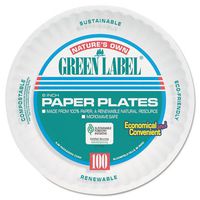 AJM Packaging White Uncoated Green Label Paper Plate, 6 inch - 1000 per case.
