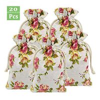 20 Pcs Burlap Bags with Drawstring, 3.9" X 5.3" Wedding Party Gift Bags Jewellery Bags (Rose)