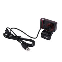 HD Webcam 3 LED Rotatable USB Web Camera Desktop or Laptop Webcam for Video Calling and Recording (Color : Red and Black)