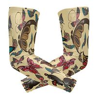 LEVEIS Color Butterfly Arm Sleeves UV Protection for Men Women Sunblock Protective Gloves Running Golf Cycling Driving Long Arm Cover 1 Pair