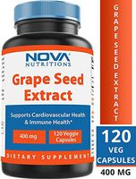 Nova Nutritions Grape Seed Extract Capsules 400 mg - Minimum 95% Proanthocyanidins, Vegan, Non-GMO and All Natural - 120 Count
