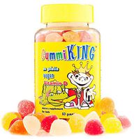 Gummi King Vitamin-D Supplement, Strawberry/Lemon/Orange/Grape/Cherry/Grapefruit, 60 Count