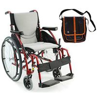 Karman S-Ergo 115 Ultra Lightweight Ergonomic Wheelchair | Seat Size 18" X 17" | Swing Away Footrest | Quick Release Wheels in Red & Free Black Medical Utility Bag with Trim!