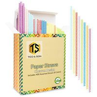 Tico and Son Disposable Paper Straws: Biodegradable and Compostable Drinking Straws, Bulk 400 Count